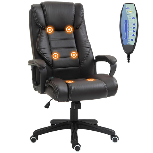 Massage Office Chair, High Back Executive Office Chair with 6-Point Vibration, Timer, Adjustable Height, Swivel Seat and