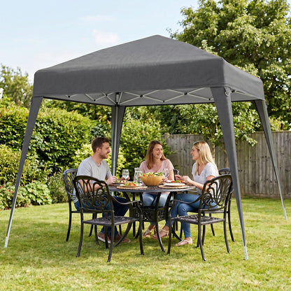 8' x 8' Pop Up Canopy, Outdoor Folding Tent, Portable Party Tent with Carrying Bag for Camping, Party, Picnic, Grey