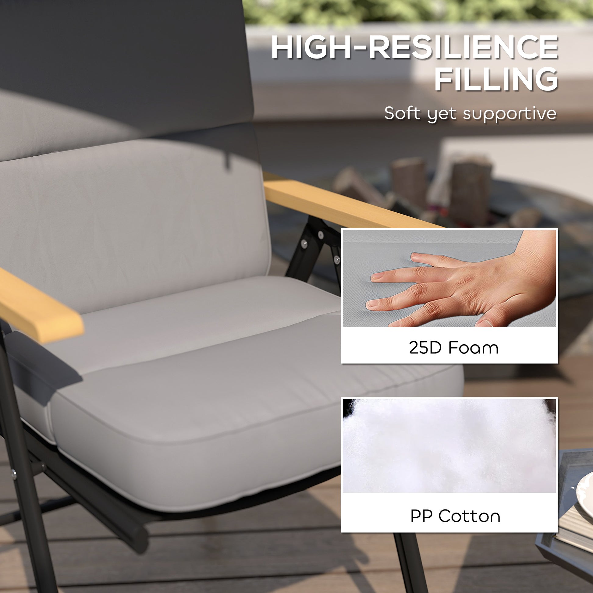 Outdoor Seat Cushion with Back, Outdoor Chair Cushion with Ties and Adjustable Strap, UPF 20+Non-Slip Patio Cushion Repl