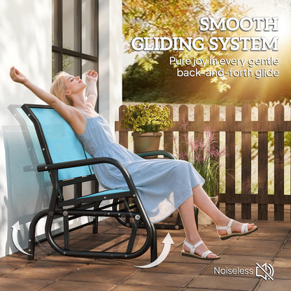 Outdoor Glider Bench, 2 Person Patio Glider Chair, Gliding Outdoor Garden Loveseat Swing Bench with Breathable Mesh Fabr