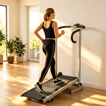 Soozier Walking Pad Treadmill with 16.5% Incline, Foldable Treadmill with LCD Monitor and Handle Bar for Home, Non-Elect