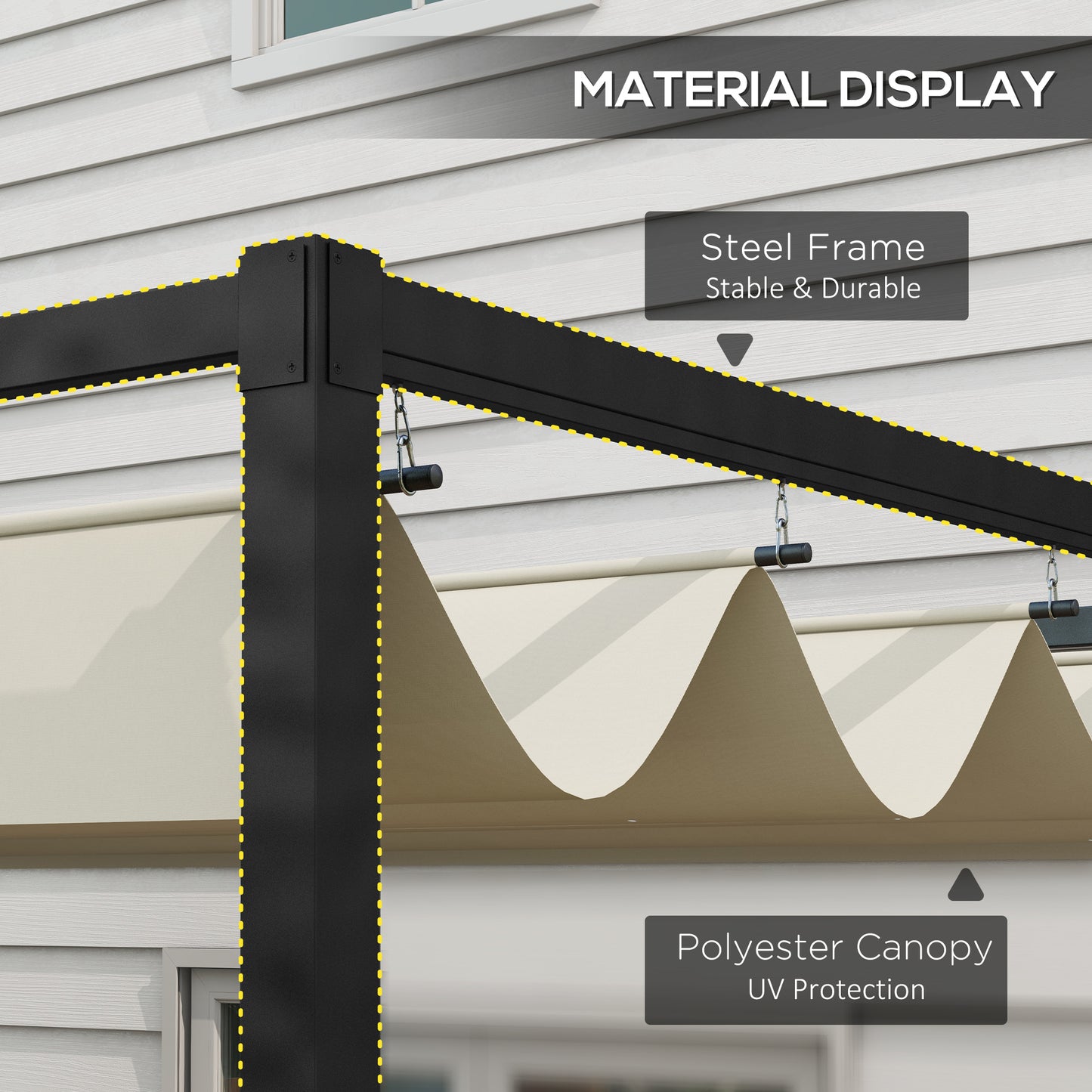 10' x 7' Patio Pergola with Retractable Canopy, Outdoor Sun Shelter, Yard Shade, Cream White