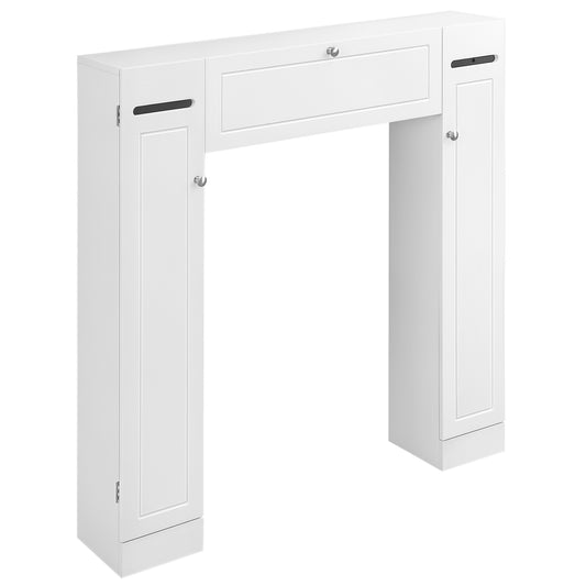 Over the Toilet Storage Cabinet, Freestanding Bathroom Organizers Cabinet with Flip Up Door and Adjustable Shelves for L