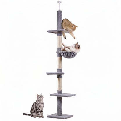 8.5ft Cat Climbing Tree 5-Tier Cat Activity Center Floor-to-Ceiling Cat Climber Toy with Scratching Post Play Rest Post 