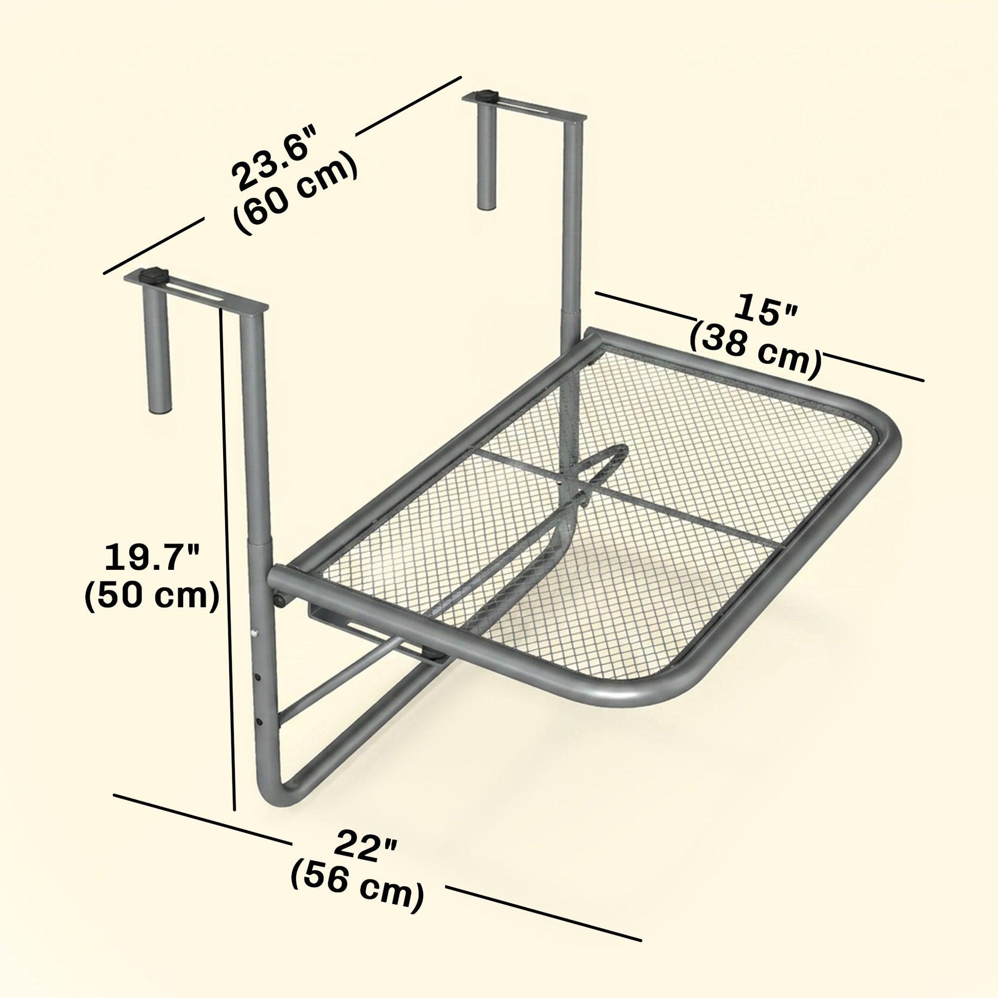 Adjustable Balcony Hanging Railing Table, Metal Mounting Mini Wall Desk Storage Rack, Outdoor Flower Stand Serving Table