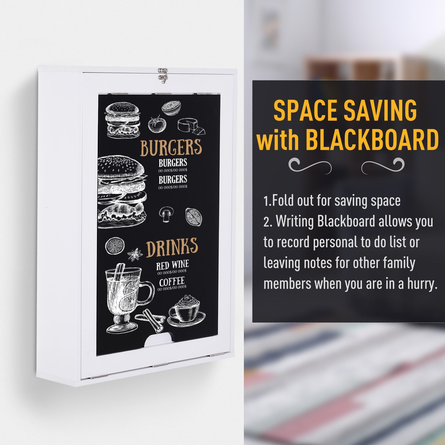 Wall Mounted Table Fold Out Convertible Desk, Multi-Functional Space Saving Computer Desk with Writing Floating Board fo
