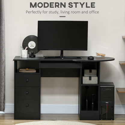 Computer Desk with Storage, Home Office Laptop Table with Shelves and Drawers, Modern Workstation Desk with Keyboard Tra