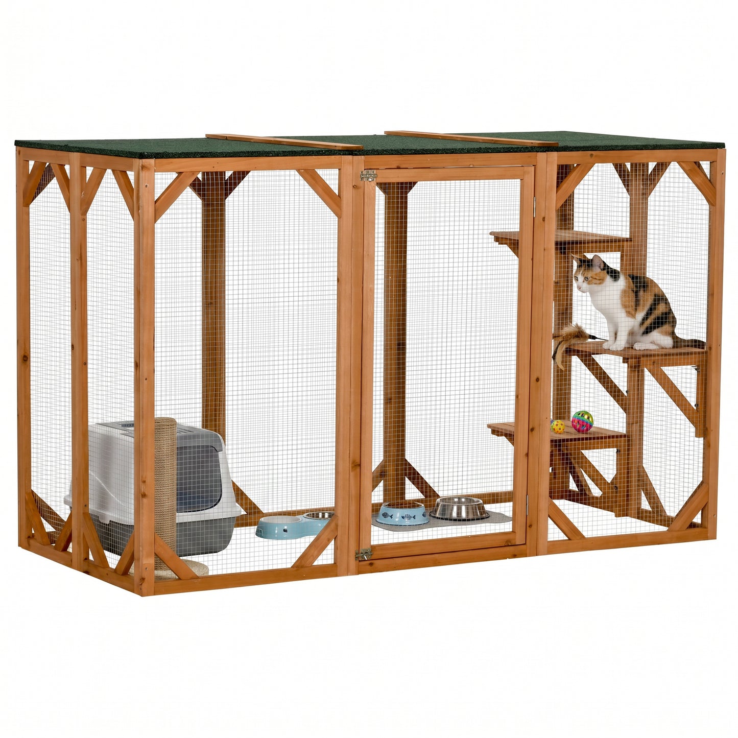 71"L Catio Outdoor Cat Enclosure, Indoor Cat Cage, Pet House, Small Animal Hutch for 1-2 Rabbit, Kitten, Kitty Crate Ken