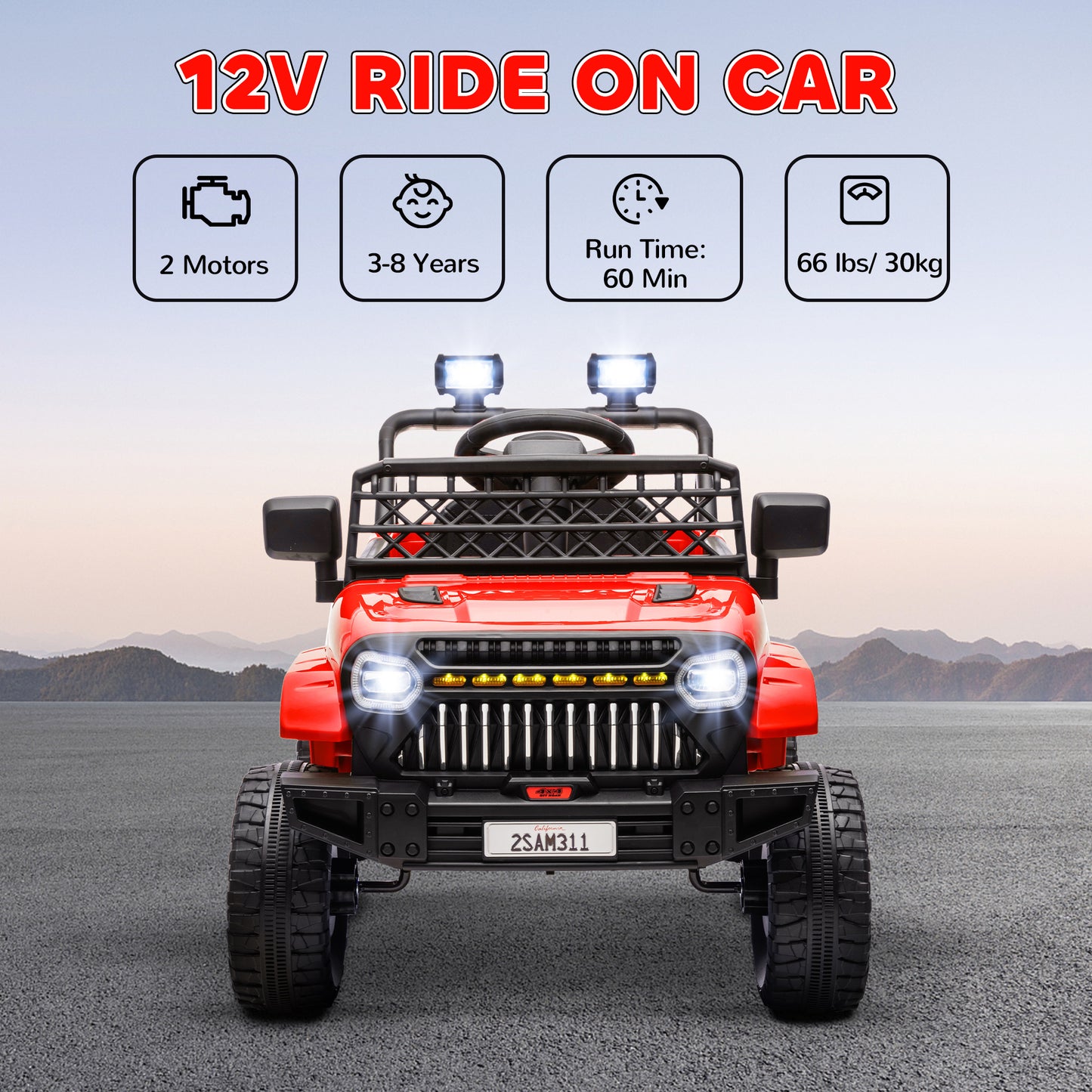 Qaba 12V Ride on Truck, Electric Car for Kids with Remote Control, Suspension, 3 Speeds, USB Music Headlights, Red