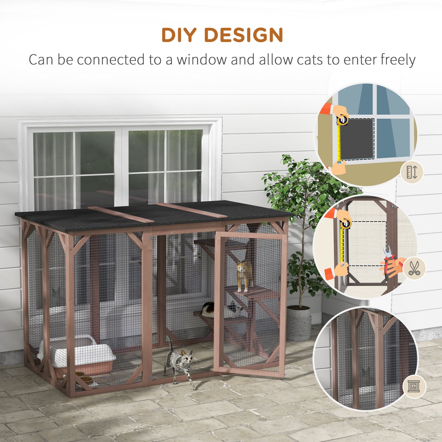 71"L Catio Outdoor Cat Enclosure, Indoor Cat Cage, Pet House, Small Animal Hutch for 1-2 Rabbit, Kitten, Kitty Crate Ken