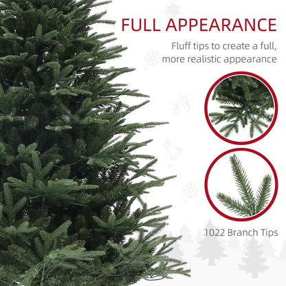 6ft Prelit Artificial Christmas Tree with 1022 Tips, Warm White LED Lights, Steel Base, Hinged Xmas Tree, Auto Open