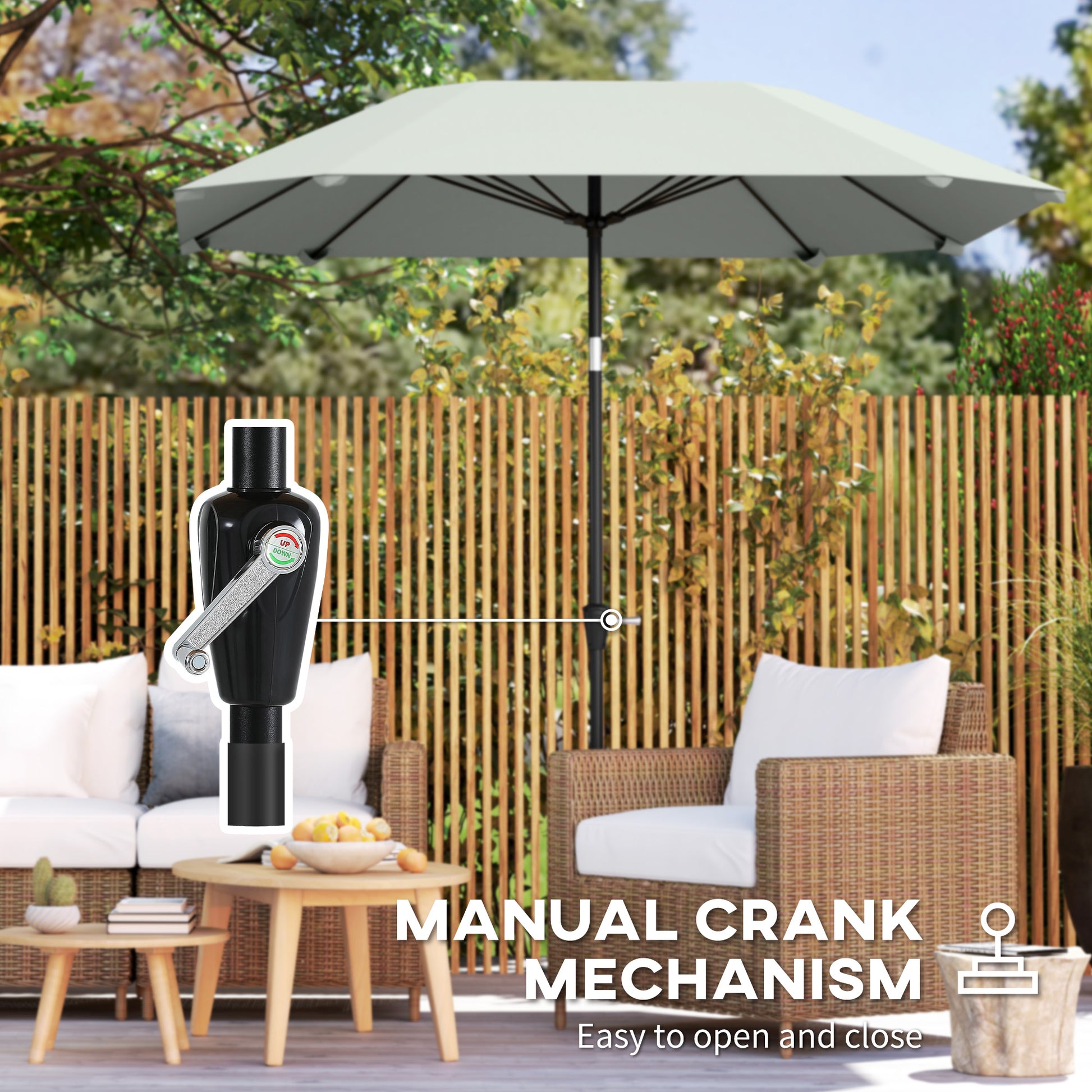 7.6FT Aluminum Patio Umbrella Parasol 8 Ribs Outdoor Market Umbrella with Crank, Push Button Tilt for Deck, Backyard and