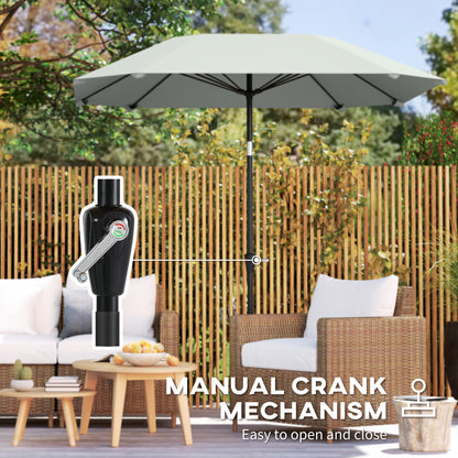7.6FT Aluminum Patio Umbrella Parasol 8 Ribs Outdoor Market Umbrella with Crank, Push Button Tilt for Deck, Backyard and