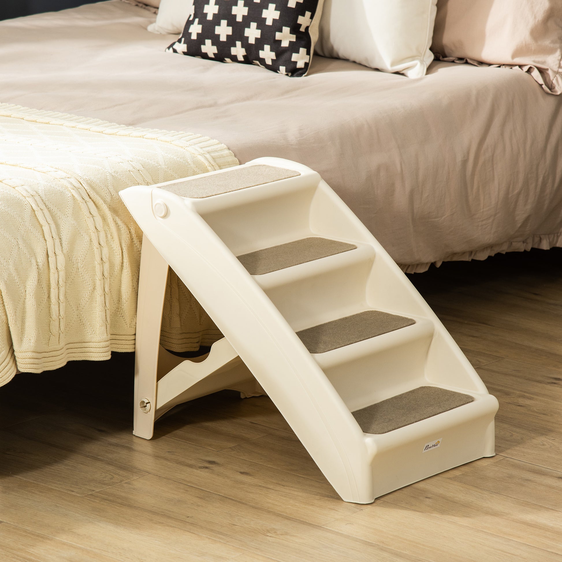 4-Level Portable Dog Stairs, Foldable Dog Steps for Small Dogs, Lightweight Cat Steps, with Nonslip Soft Mats, for High 