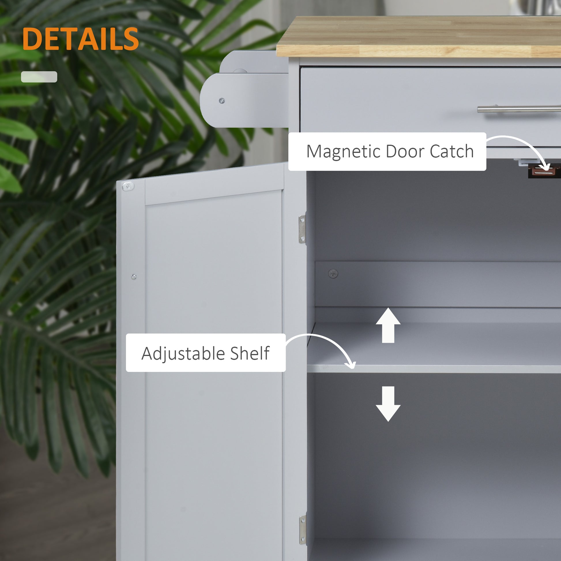 Rolling Kitchen Island Cart with Wood Top, Enough Storage Drawer Space with Towel Bar Rack Shelves, Portable Kitchen Uti