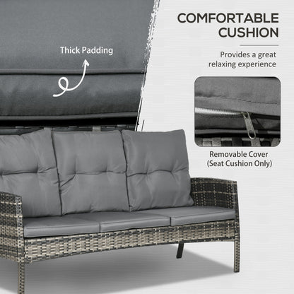 6-Piece Outdoor Patio Furniture Set with Chairs, Ottomans, Sofa, Glass Top Coffee Table and Cushions, Wicker Rattan Conv