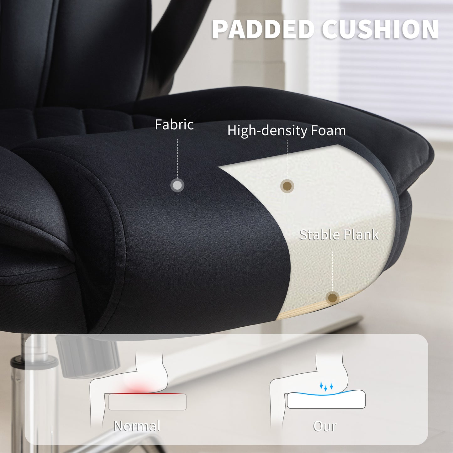 Executive Office Chair, Desk Chair with Flip-up Armrest, Diamond Fabric Computer Chair for Home Office, Black