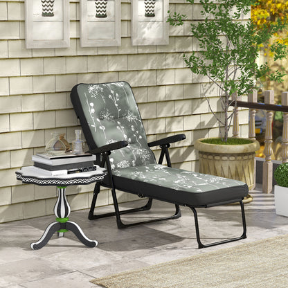Outdoor Lounge Chair with Padded Cushion, Folding Reclining Patio Garden Chair with Recline Back, Footrest, for Poolside