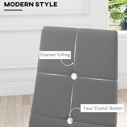 Set of 4 Modern Style Dining Chairs, Button Tufted High Back Side Chairs with Upholstered Seat, Steel Legs for Living Ro