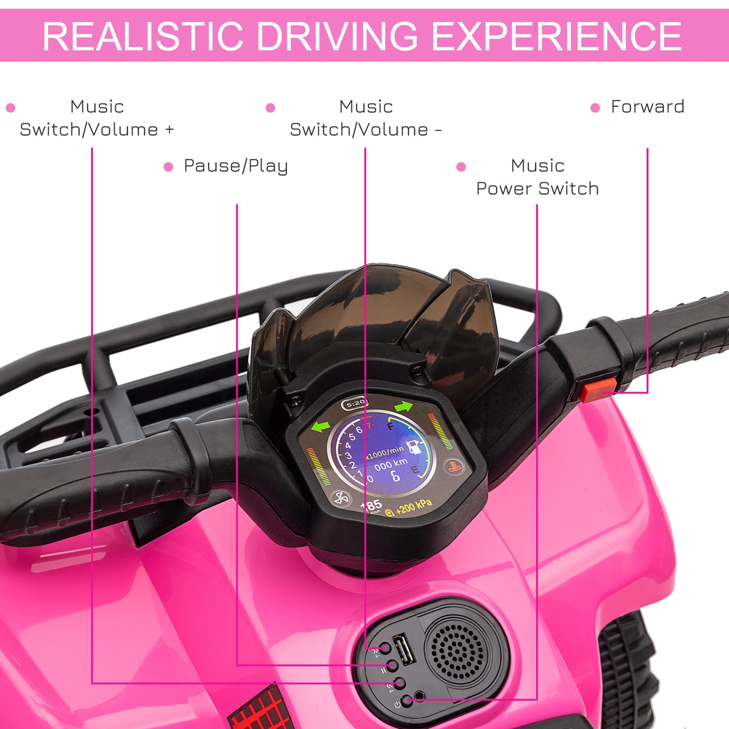 VarietyKart 6V Kids ATV Quad, 4 Wheeler Battery Powered Electric Ride on Car with Music, Forward, for Boys and Girls Age