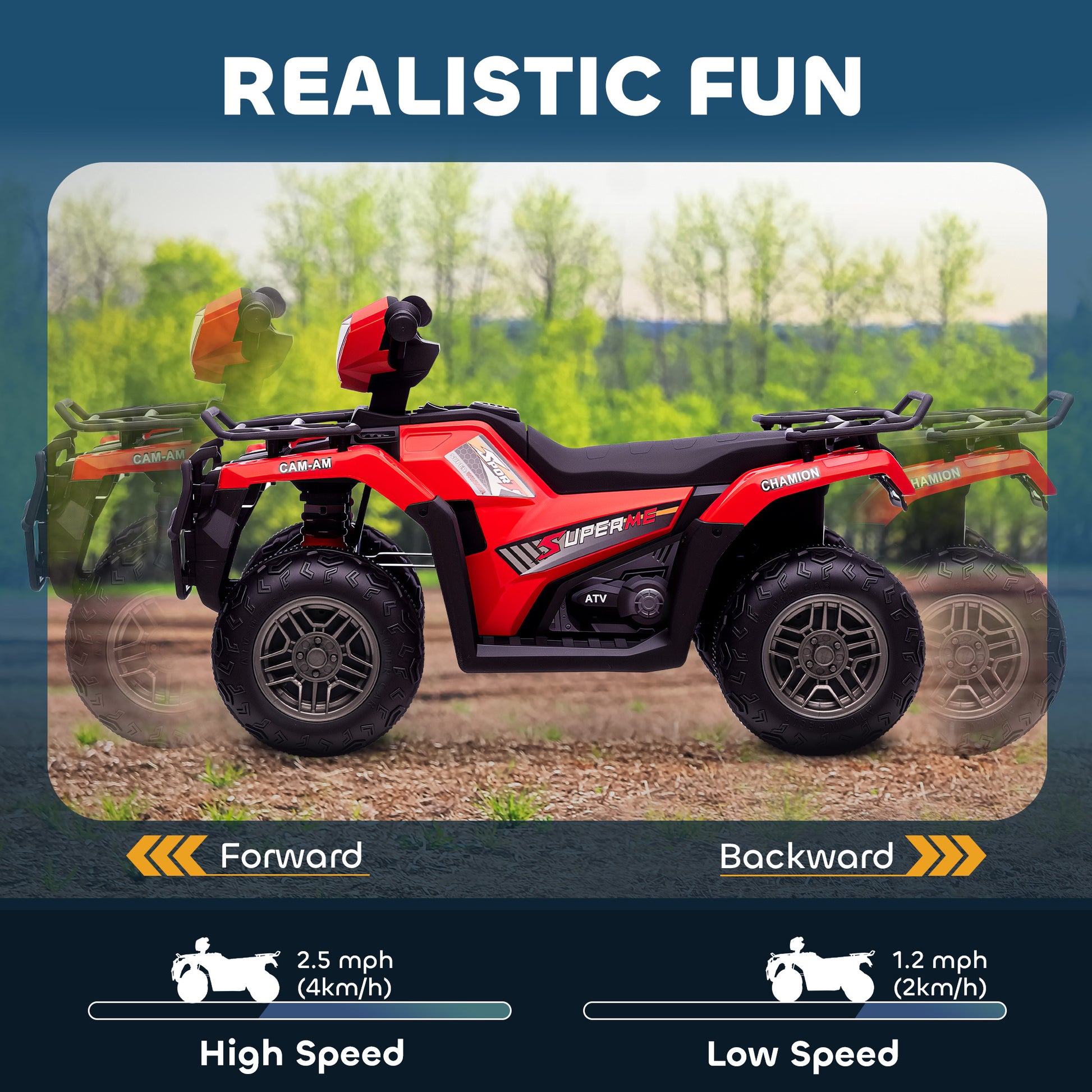 VarietyKart 12V Kids ATV Quad, 4 Wheeler Battery Powered Electric Vehicle with Music MP3, Headlights, High Low Speed, Tr