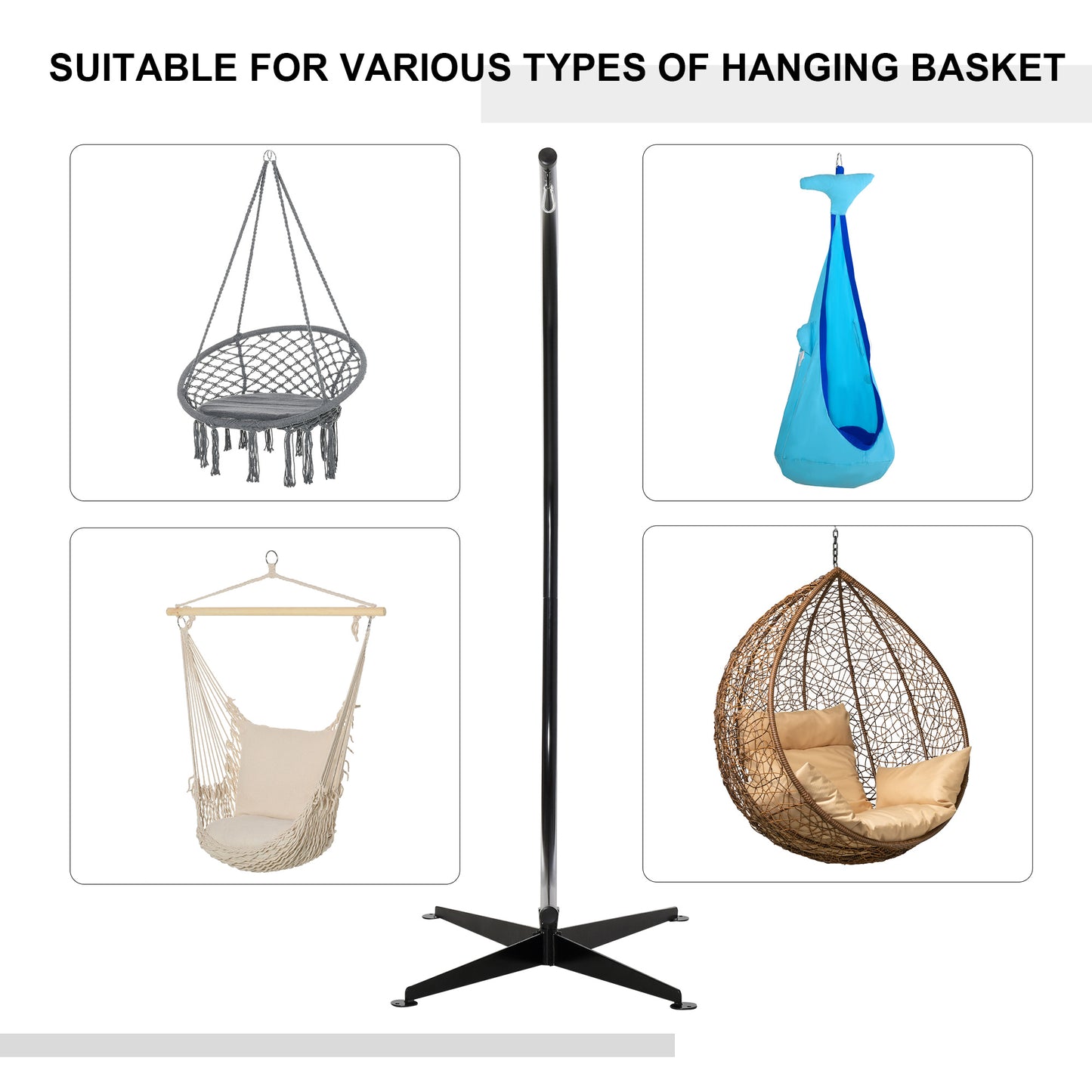 Hanging Hammock Stand Hammock Chair Stand C Stand Steel Heavy Duty Stand for Hanging Hammock Air Porch Swing Chair Indoo