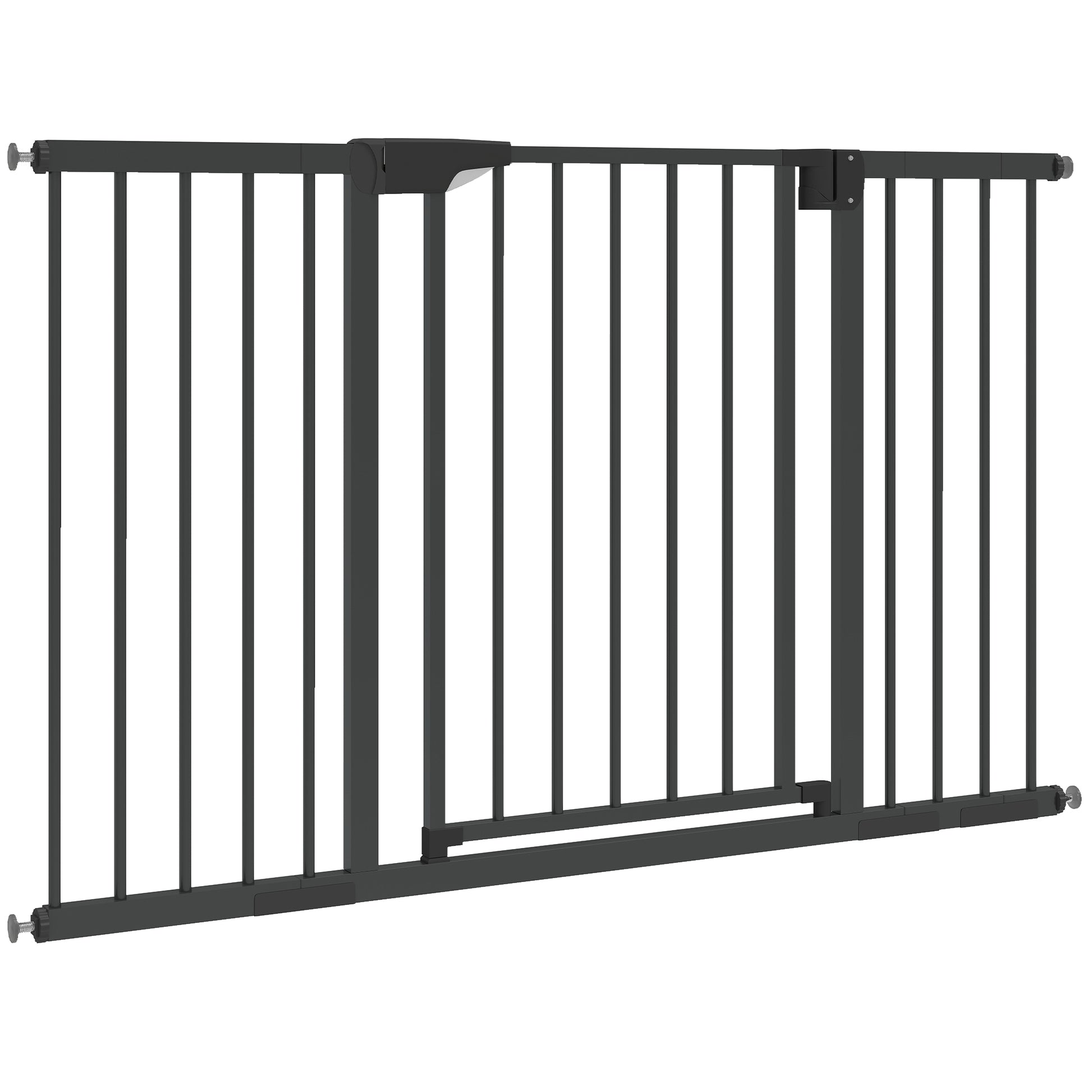 Baby Gate, Pet Safety Gate Pressure Fit, 30"-51" Wide with Two-Way Open, Auto-Close for Stair, Doorways, Hallways, Black