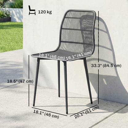 Outdoor Dining Chairs Set of 4, Patio Chairs with Slotted Backrest, Grey