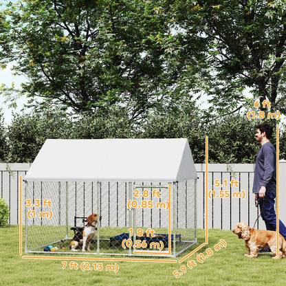 Outdoor Dog Kennel with Waterproof & Anti-UV Cover, Quick-Connect Frame, Secure Lock for Small Medium Dogs