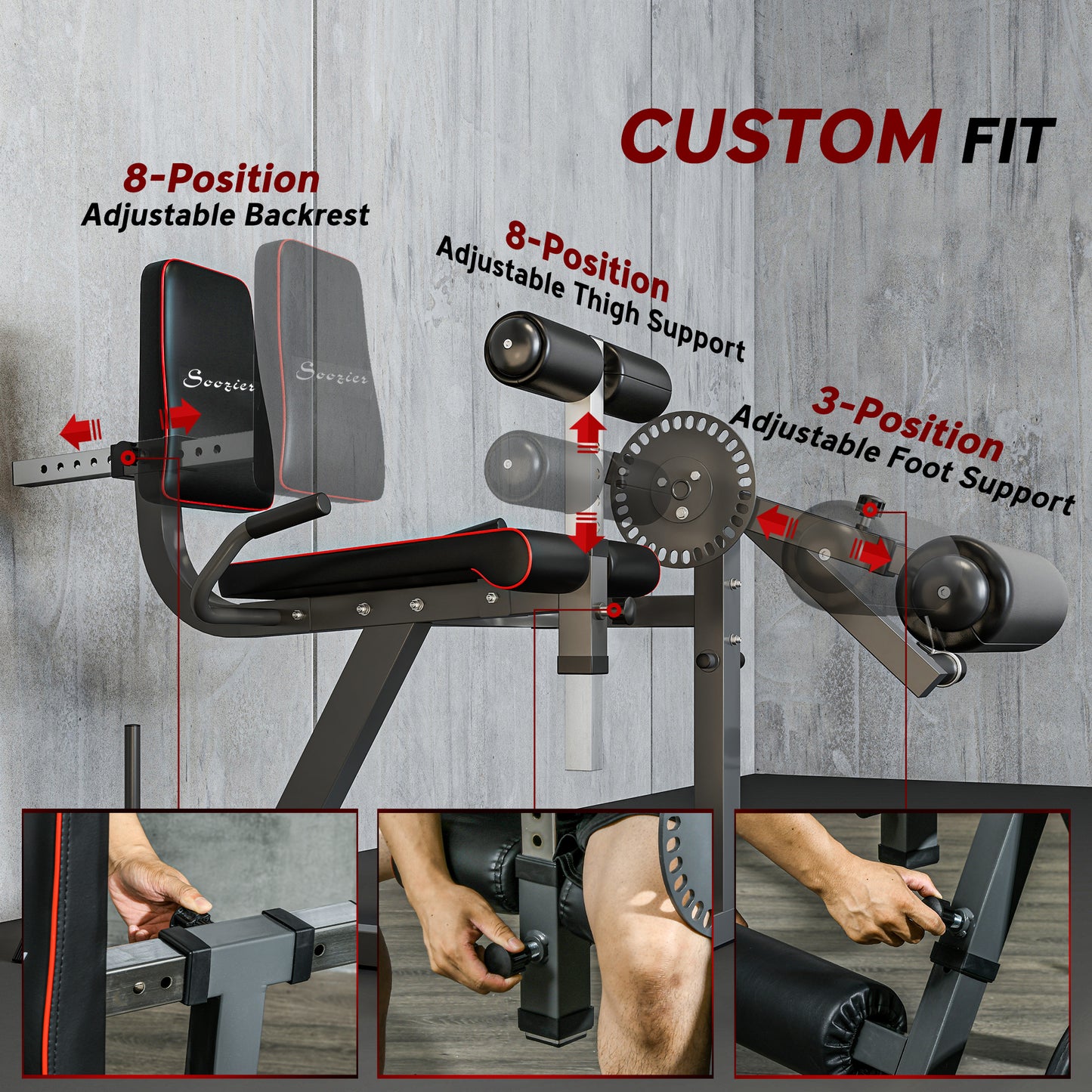 Soozier Leg Extension Machine Adjustable Leg Extension and Curl Machine with Plate Loaded for Leg Extension