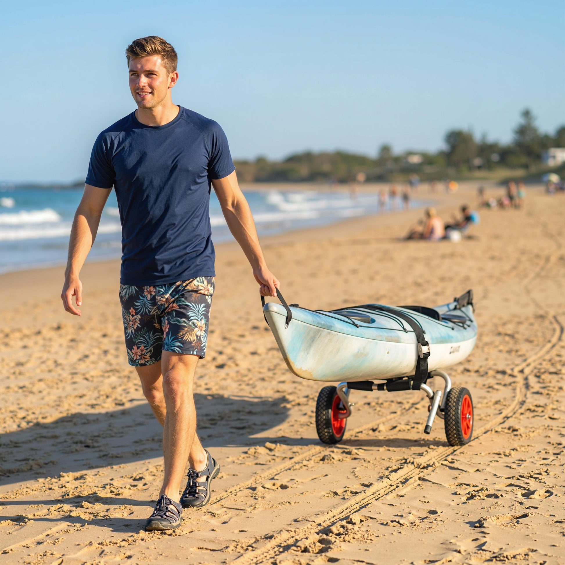 Soozier Kayak Cart, Foldable Canoe Trolley Cart with 10'' Solid Tires, Nonslip Support Foot & Tie-Down Straps, for Kayak