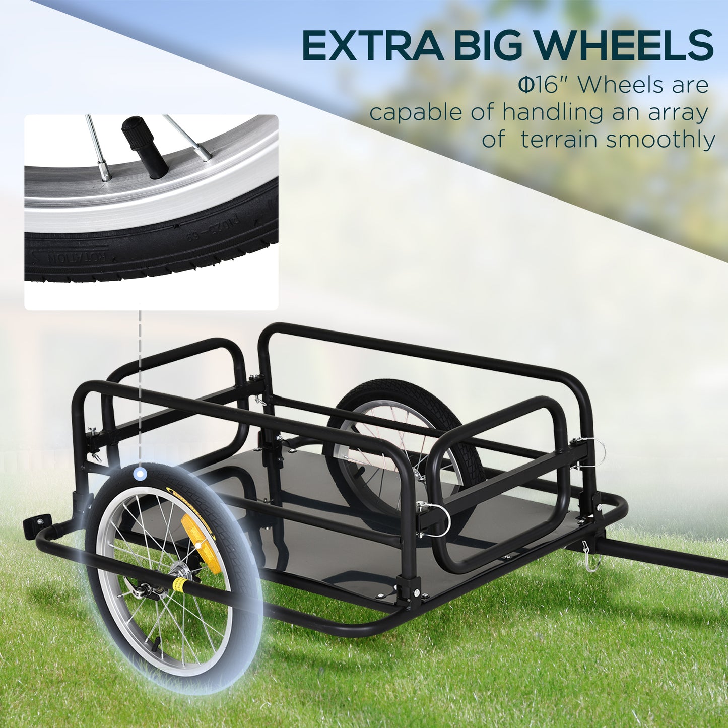 VarietyKart Folding Bicycle Cargo Trailer Utility Bike Cart Travel Luggage Carrier Garden Patio Tool New, Black