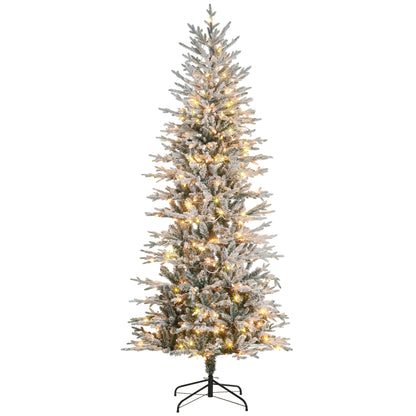 7.5' Pre Lit Arctic Fir Artificial Flocked Christmas Trees, with Snow Branches, Warm White UL Listed Clear Lights