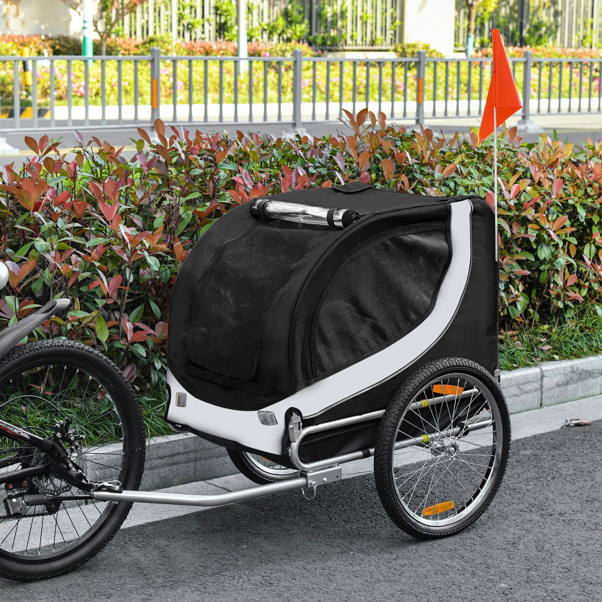VarietyKart Dog Bike Trailer, Pet Cart Bicycle, Wagon Cargo Carrier Attachment with Hitch, Reflectors, Flag for Small Me