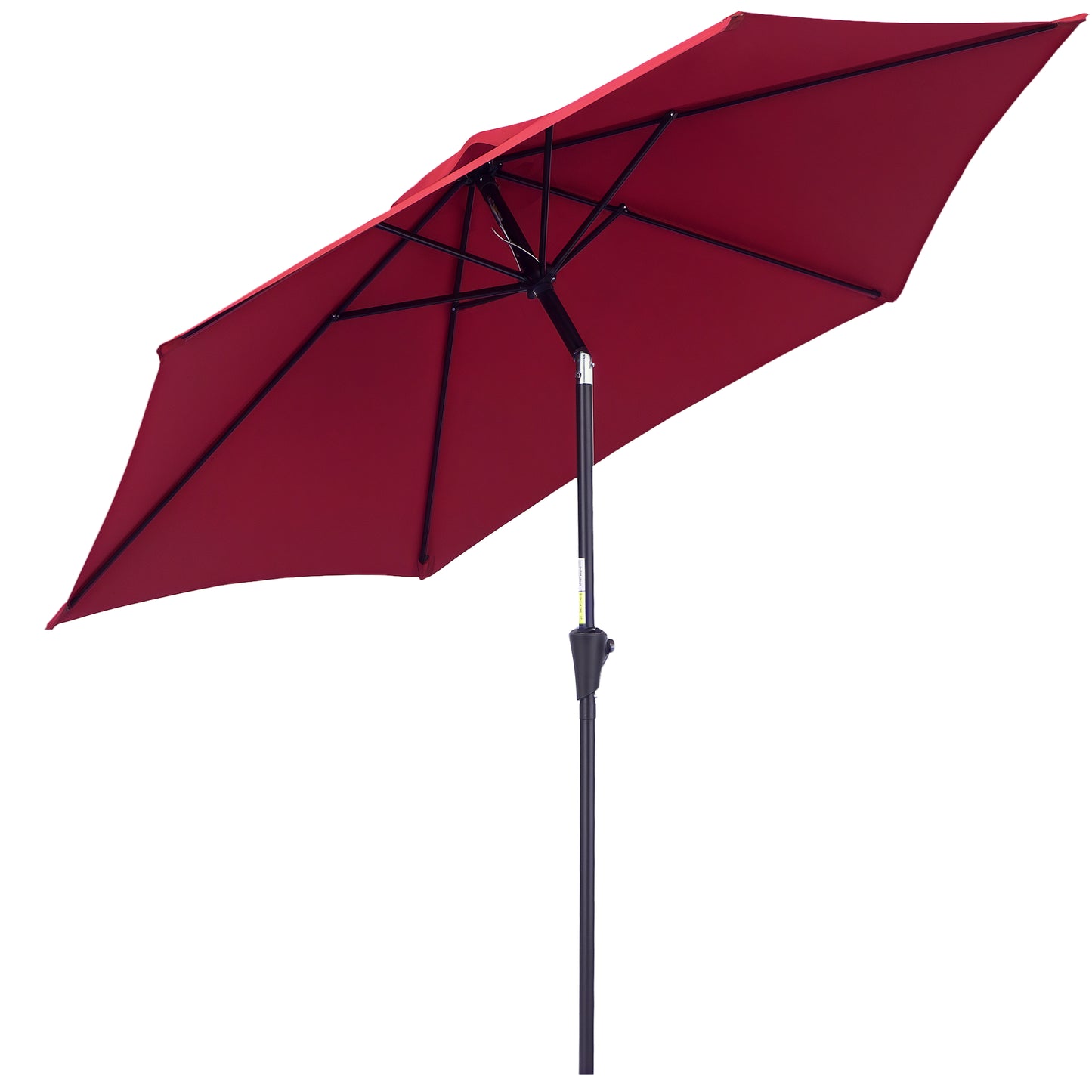 8.5FT Patio Umbrella, Round Garden Parasol with 6 Ribs, Market Sunshade Tilt Canopy w/ Crank Handle for Outdoor, Wine Re