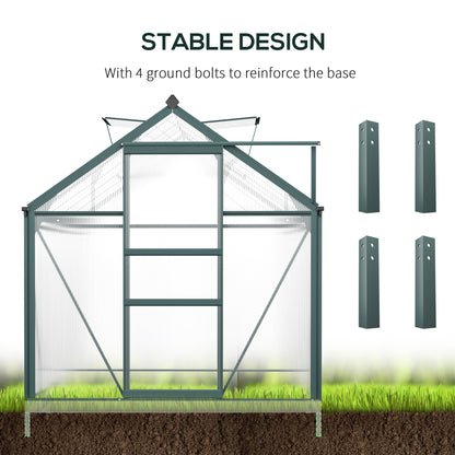 6' x 10' x 6.6' Polycarbonate Greenhouse, Walk-In Green House Kit Garden, Plants Grow, Galvanized Sheet Aluminum Frame w