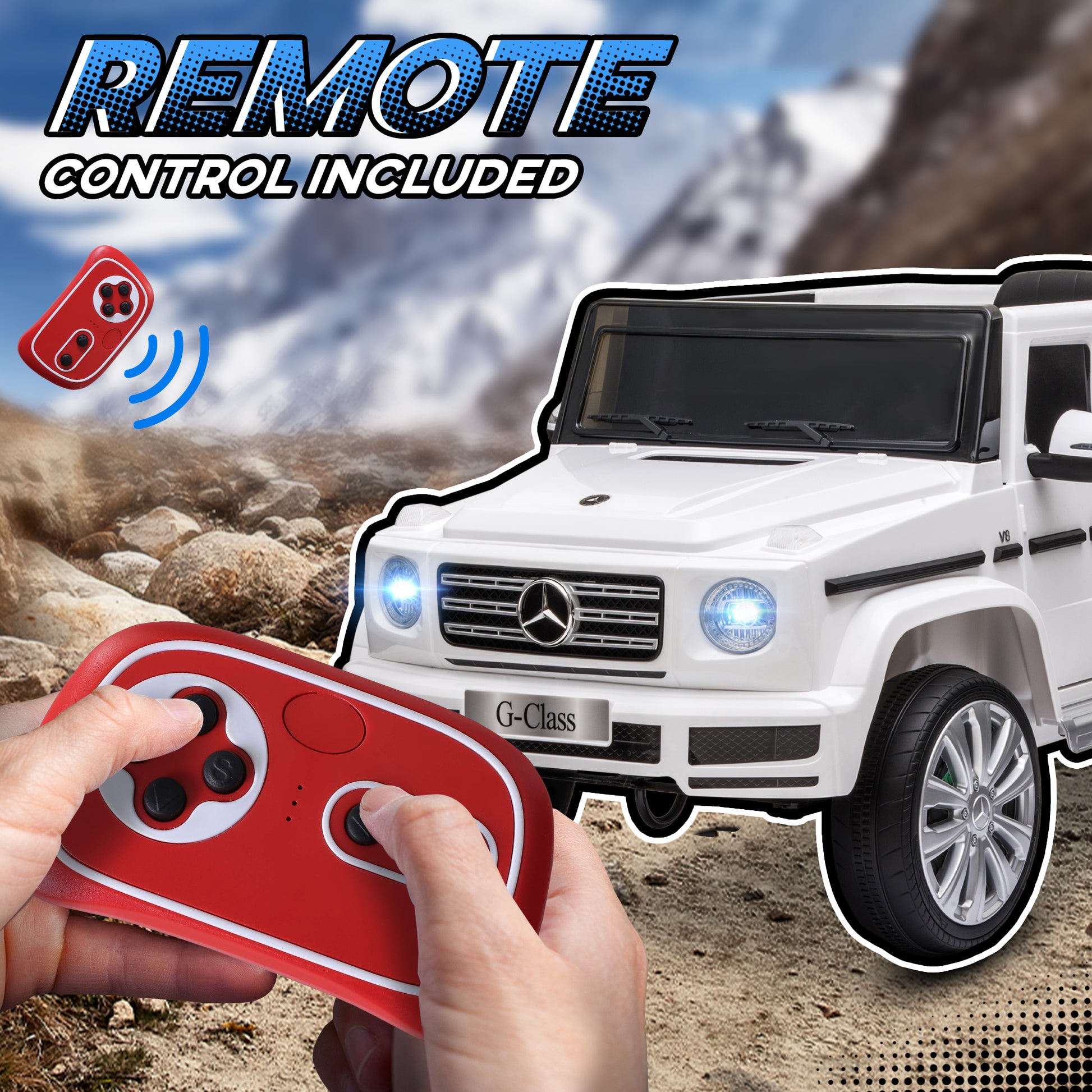 VarietyKart Mercedes Benz G500 Licensed 12V Kids Ride on Car with Remote Control, Music, Lights, MP3 for 37-96 months, W