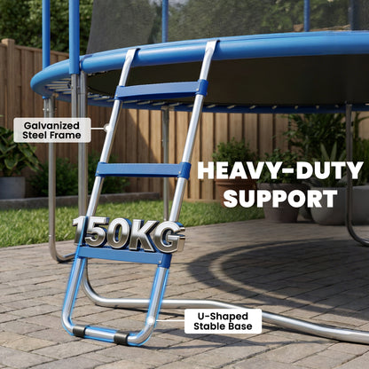Soozier Trampoline Ladder, 3-Steps with Horizontal Wide Steps, Universal Hook, Galvanized Steel Frame, 330LBS Load Capac