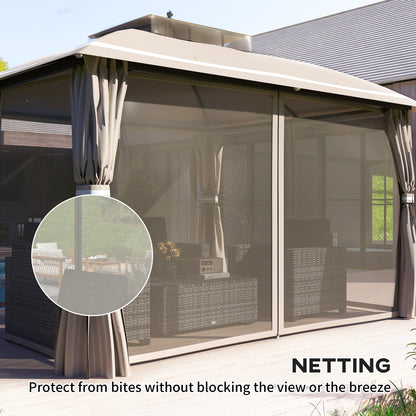 10' x 12' Outdoor Gazebo, Double Roof Patio Gazebo Canopy with Netting and Curtains for Garden, Lawn, Backyard, Deck