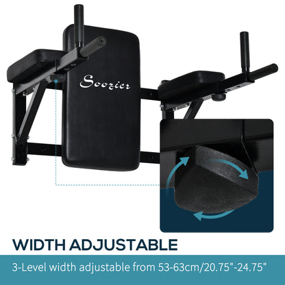 Soozier Wall Mounted Dip Station Multi-Function Power Tower Set Home Gym Pull Up Bar Chin Up Exercise Bar Knee Raise Tri