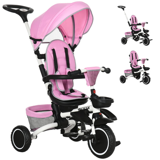 VarietyKart Tricycle for Toddler 6-in-1 Kids Trike, Foldable Converts Stroller to Baby Push Bike, Adjustable Backrest wi