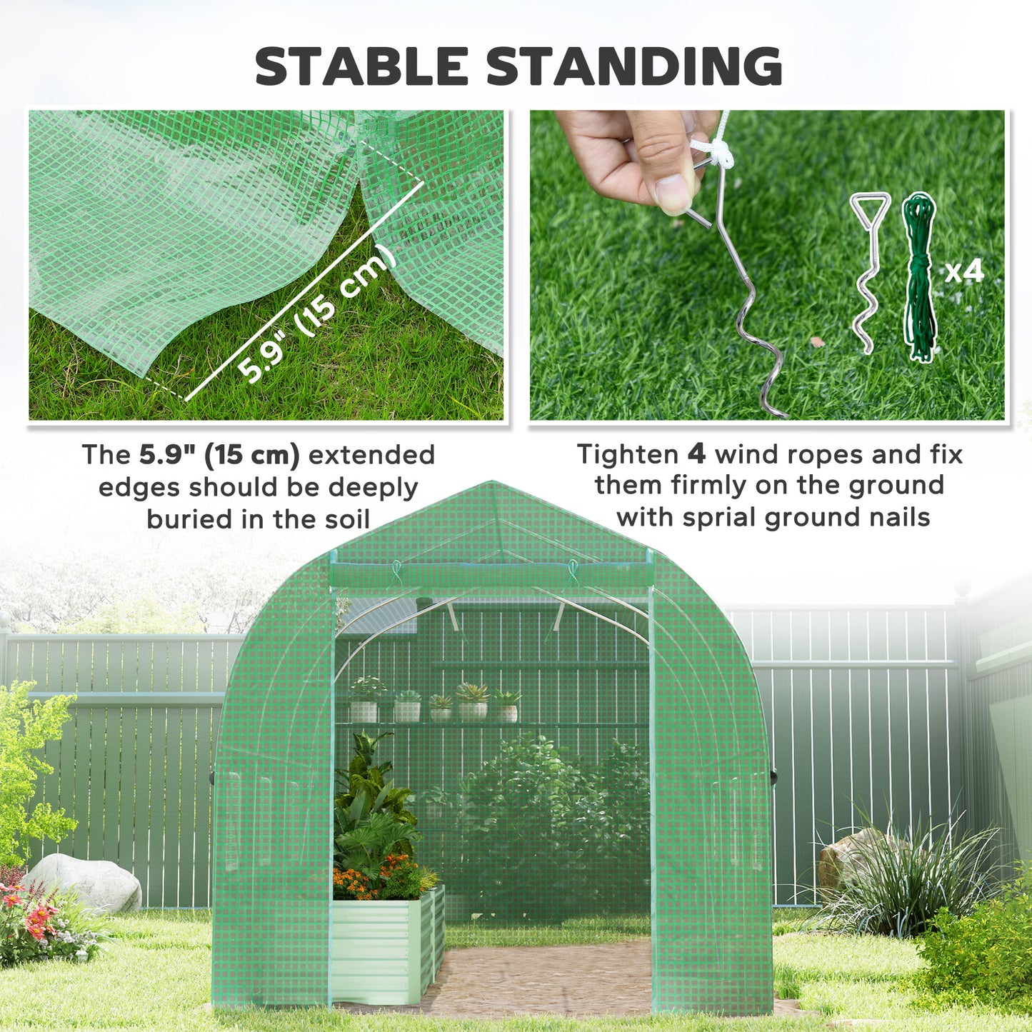 6.6' x 11' x 7' Portable Walk-In Tunnel Greenhouse, Garden Plant Growing Warm House, Outdoor Seed Flower Vegetable Growt