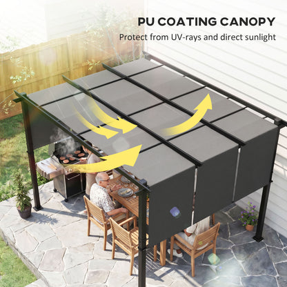 10' x 12' Metal Pergola, Outdoor Pergola with Retractable Canopy, for Garden, Patio, Backyard, Deck
