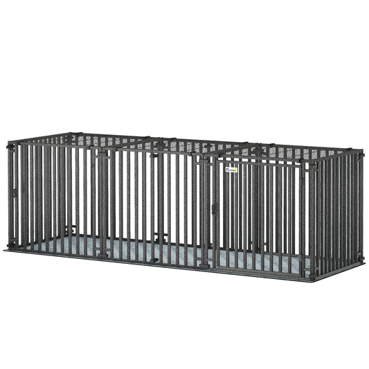 83 Inch Heavy Duty Dog Crate, Extra Large Metal Dog Cage Kennel with Mat for Large Breeds, Modular Puppy Playpen