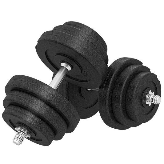 Soozier Adjustable 2 x 44lbs Weight Dumbbell Set for Weight Fitness Training Exercise Fitness Home Gym Equipment, Black 