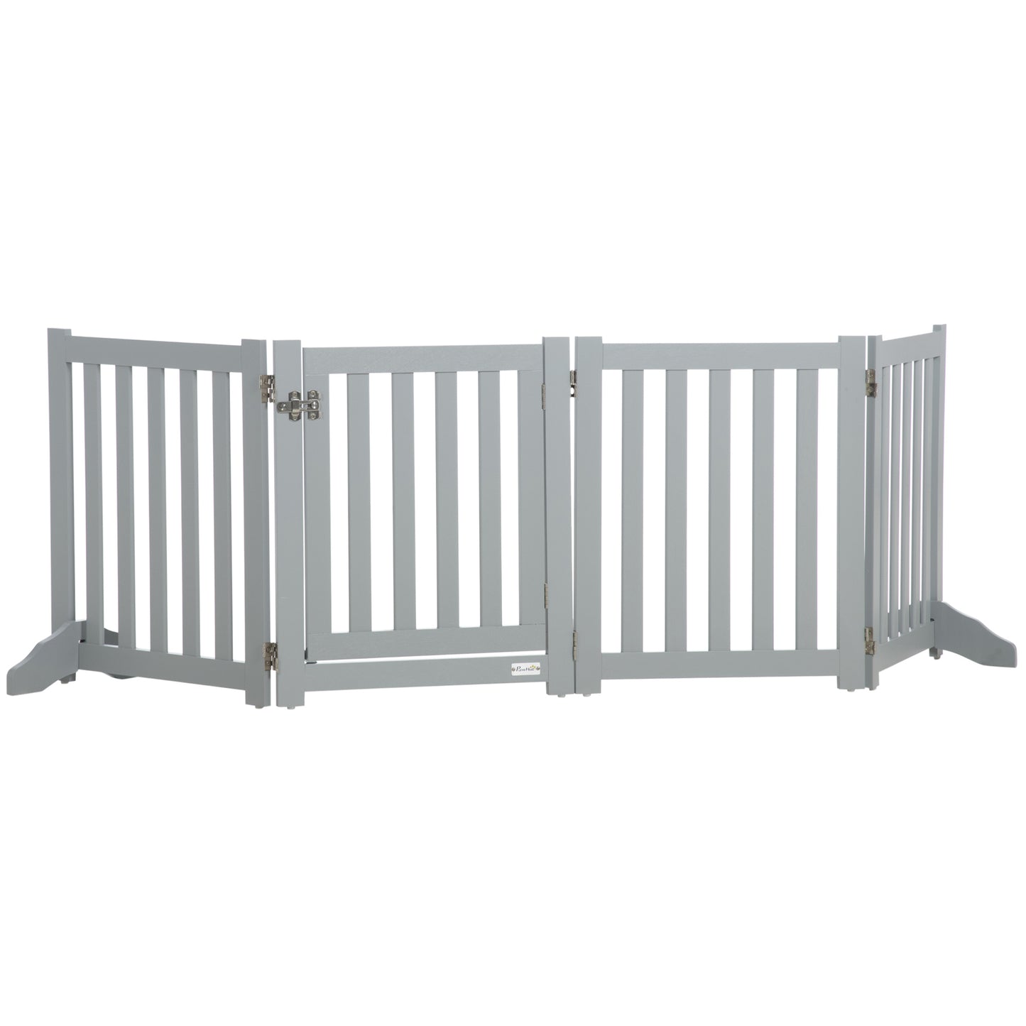 23.5"H Foldable Dog Gate with Door, 4 Panels Freestanding Pet Gate Barriers Indoor with Support Feet, Puppy Fence for Do