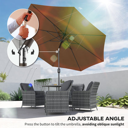 10' x 8' Round Market Umbrella, Patio Umbrella with Crank Handle and Tilt, Outdoor Parasol for Garden, Bench, Lawn, Coff
