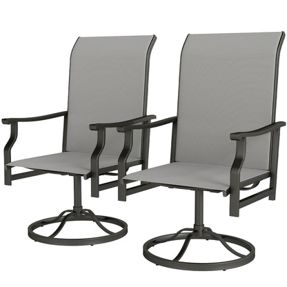 Patio Swivel Chair Set of 2, Swivel Rocker Outdoor Chairs with High Back, for Lawn Garden Backyard Deck, Light Grey