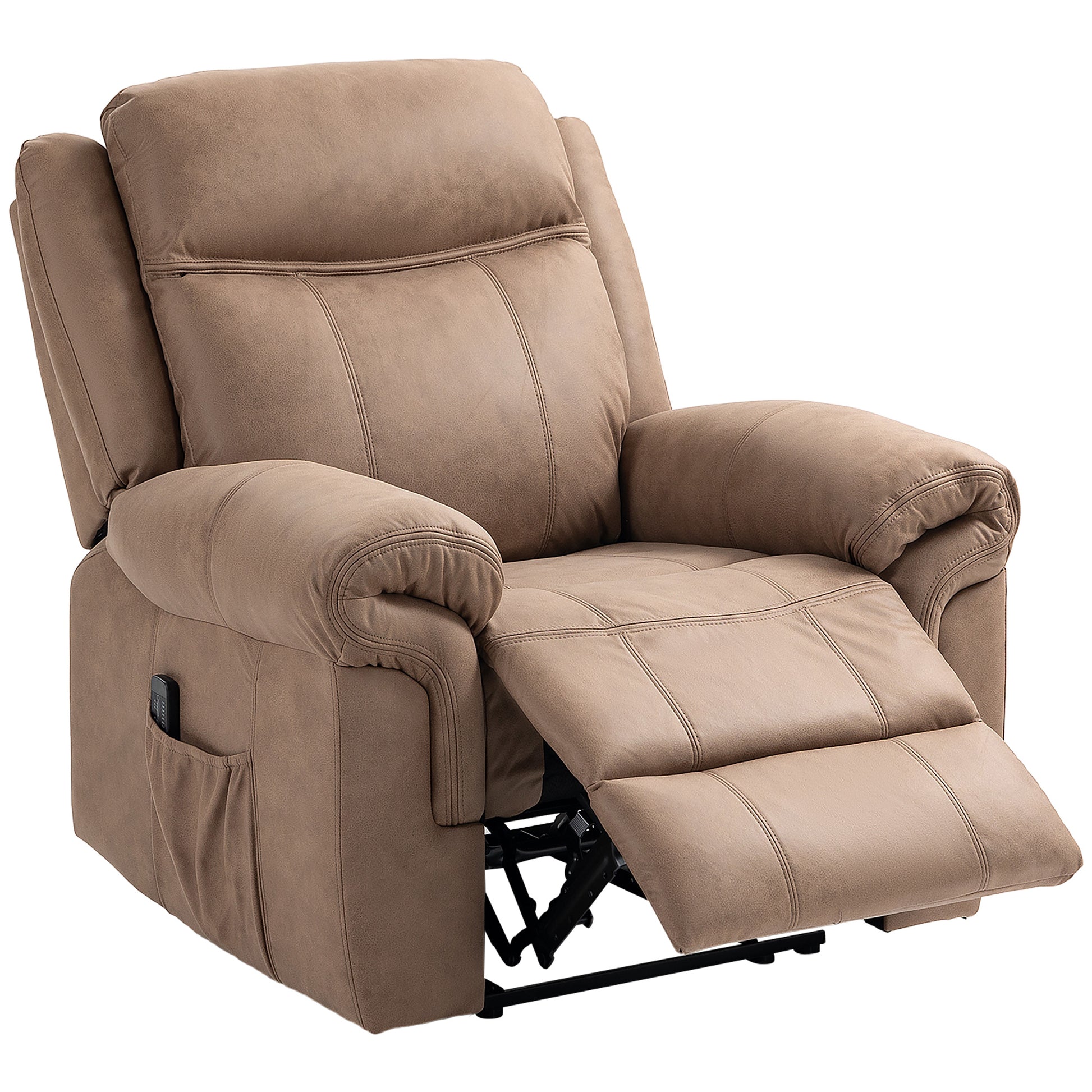 Manual Recliner Chair with Vibration Massage, Side Pockets, Microfibre Reclining Chair Nursing Chair for Living Room, Br