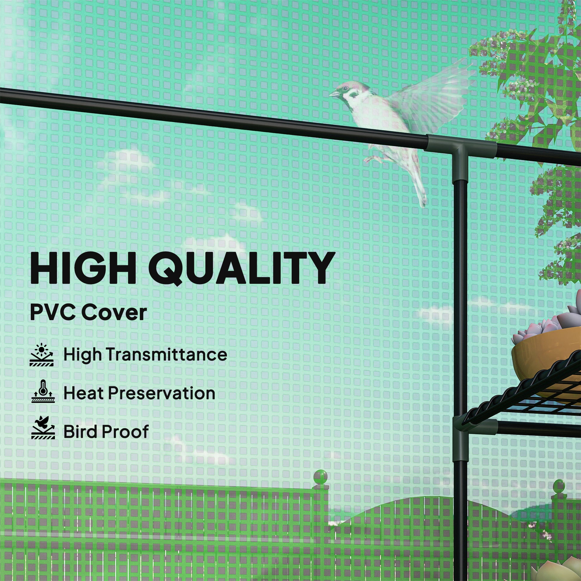 3-Tier Mini Greenhouse, Walk-in Greenhouse, Garden Hot House with 4 Shelves, Roll-Up Door and Weatherized Cover, 56" x 2